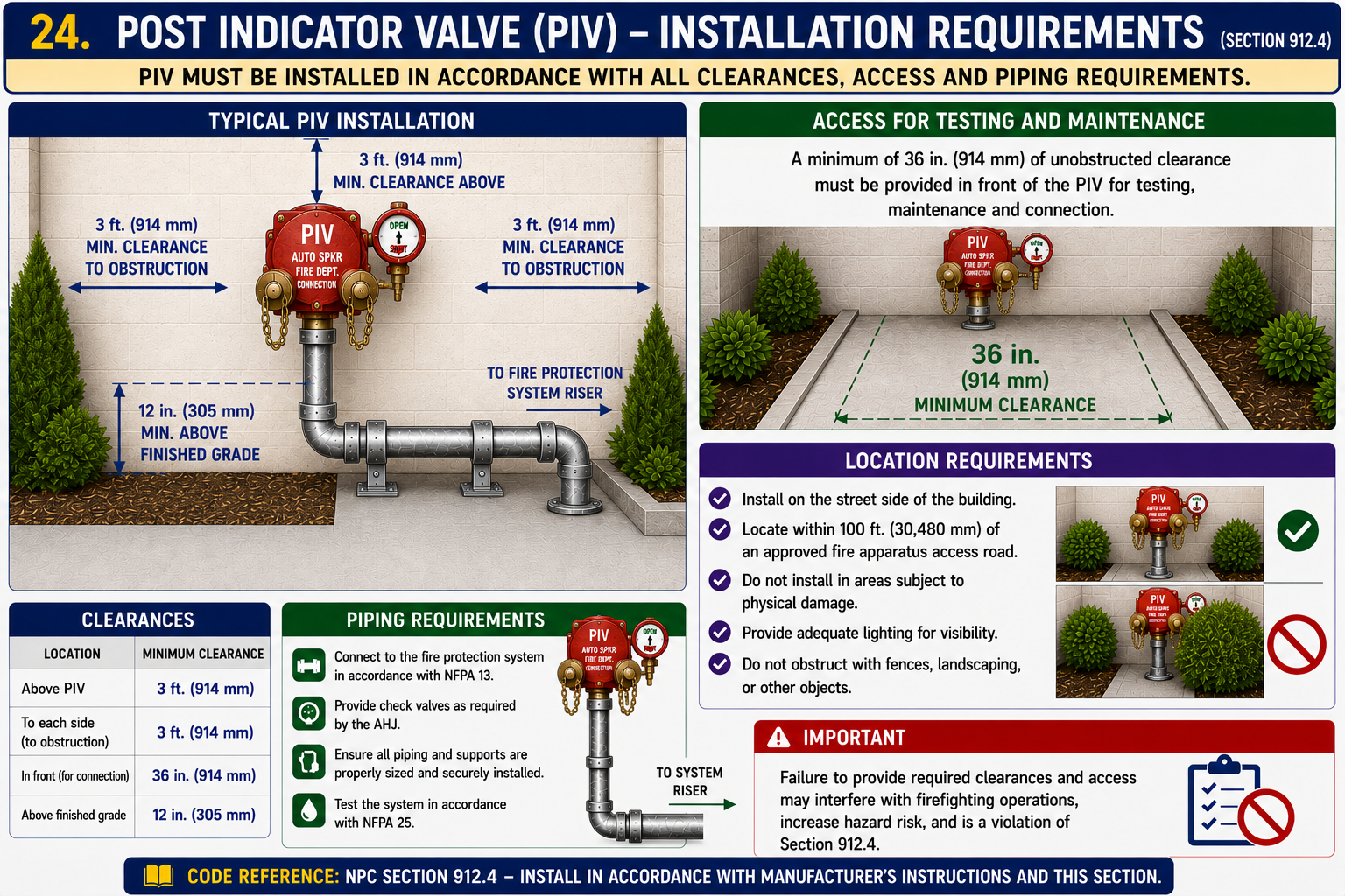 Post Indicator Valve (PIV) — Installation Requirements (NPC §912.4)